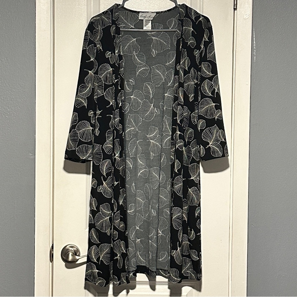 Black Leaf Patterned Cardigan